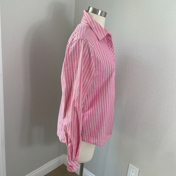 Foxcroft Womens 10 Wrinkle Free Shaped Fit Button Up Shirt Long Sleeve Blouse - Picture 3 of 7